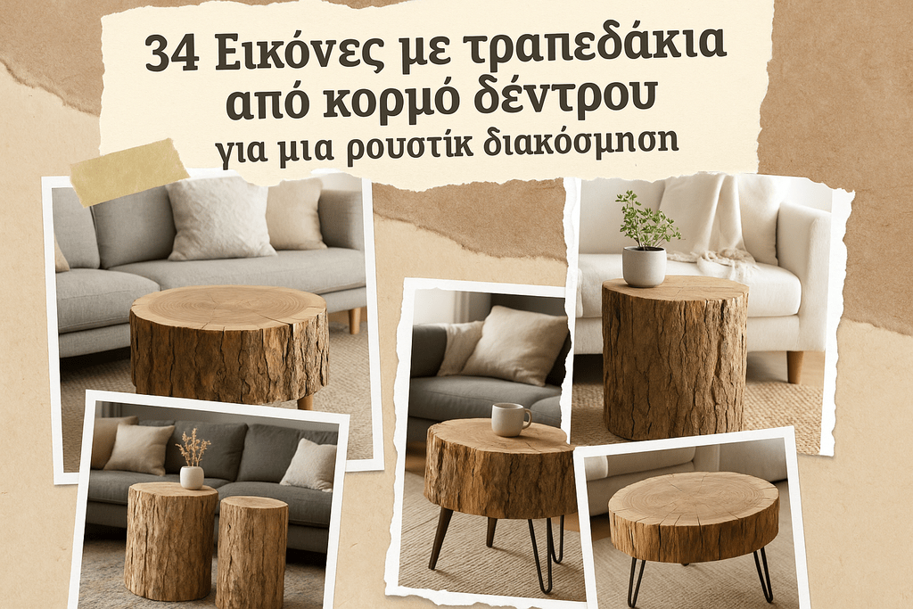 τραπεζάκια από κορμό δέντρου για μια ρουστίκ διακόσμηση