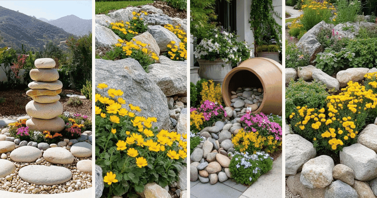 Ιδέες για βραχόκηπους με πέτρες και μεσογειακά φυτά σε κήπο