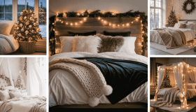 Δημιούργησε μια ρομαντική χριστουγεννιάτικη κρεβατοκάμαρα με απαλό φωτισμό, μαλακά υφάσματα και διακριτική διακόσμηση