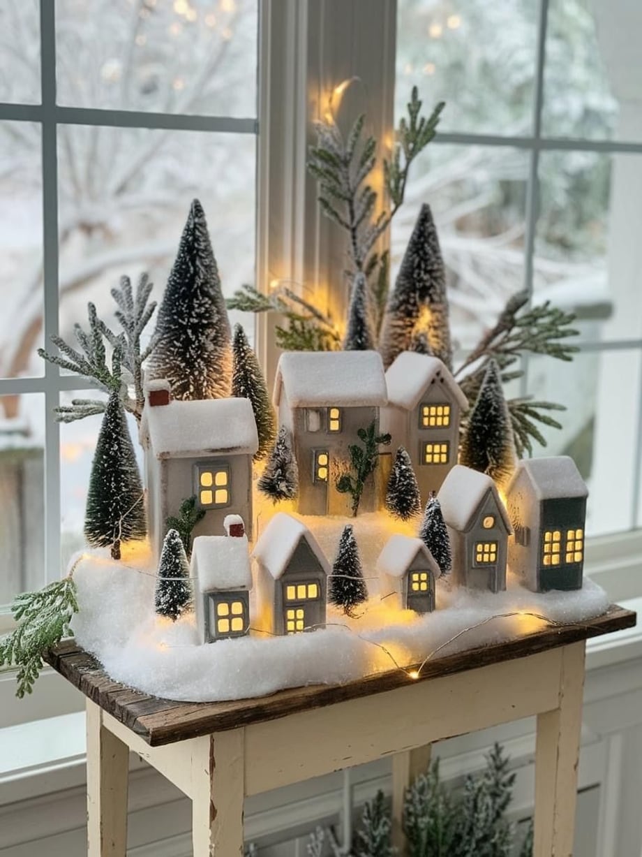 Υπέροχες ιδέες διακόσμησης με χριστουγεννιάτικα χωριά για το σαλόνι σου
