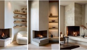 Κομψές ιδέες εσωτερικού σχεδιασμού γωνιακού τζακιού για μοντέρνα σπίτια