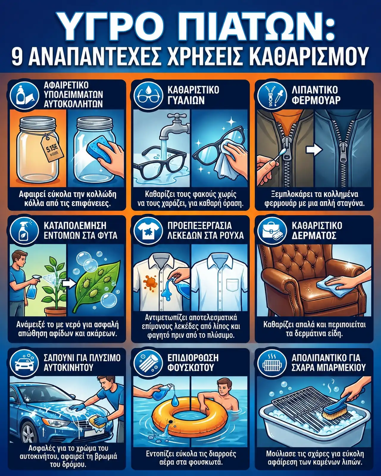 χρήσεις του υγρού πιάτων για καθαρότερο σπίτι