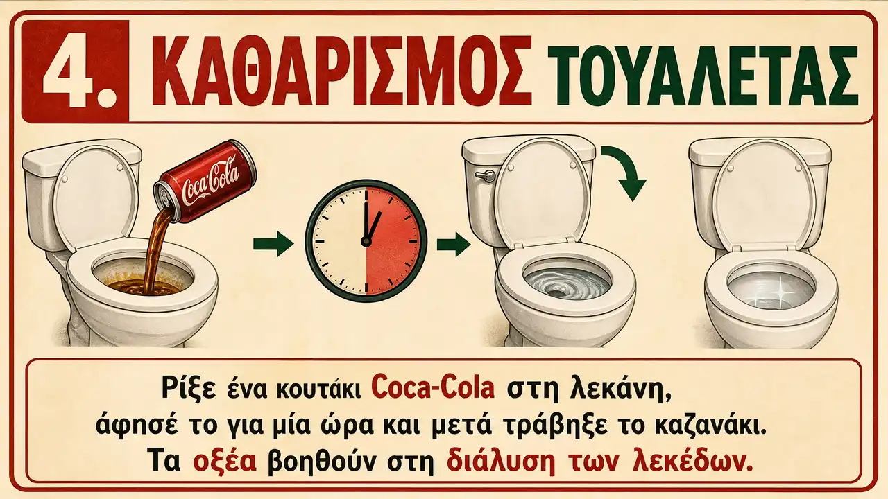 Καθαρισμός λεκάνης τουαλέτας με Coca-Cola