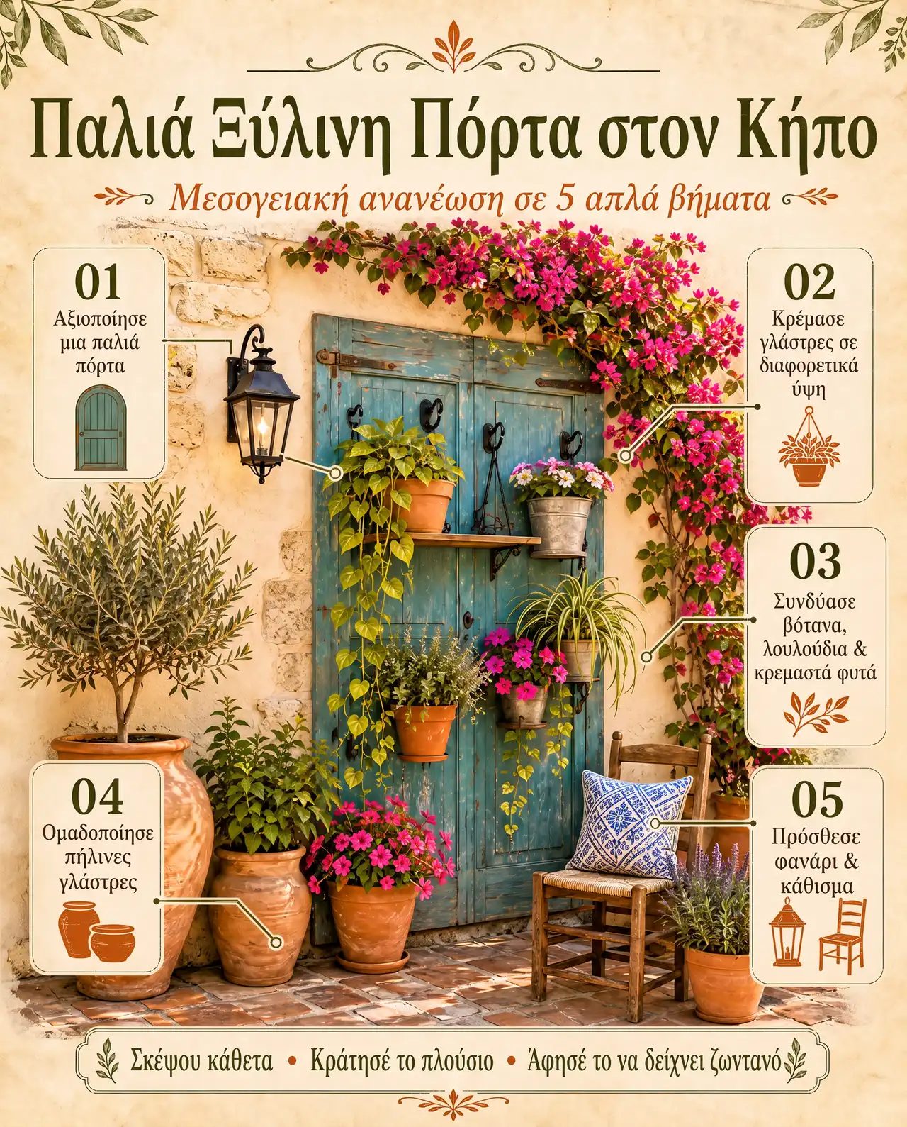 Παλιά Ξύλινη Πόρτα στον Κήπο: Πώς να τη Μετατρέψεις σε Κάθετο Κήπο