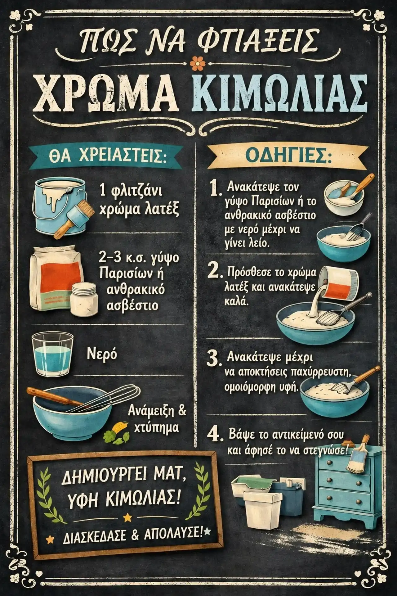 Πώς να Φτιάξετε χρώμα κιμωλίας στο Σπίτι