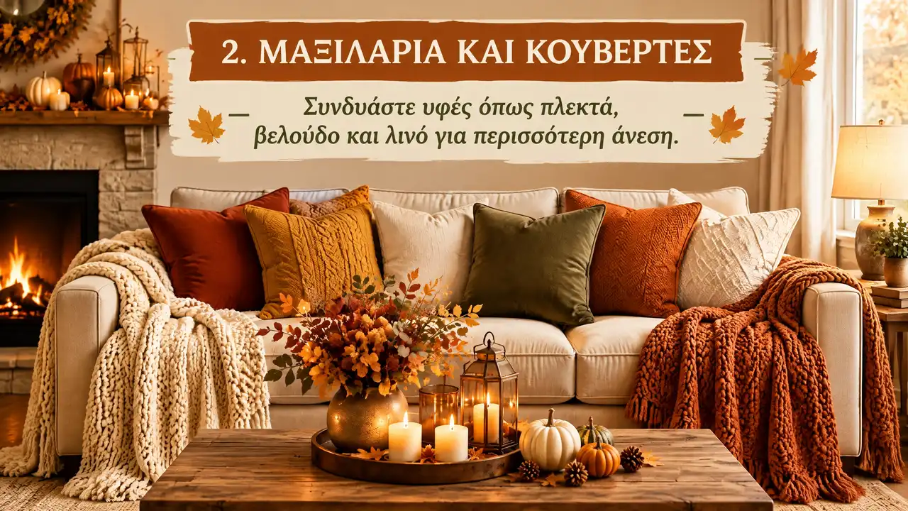 Προσθέστε μαξιλάρια και κουβέρτες με διαφορετικές υφές