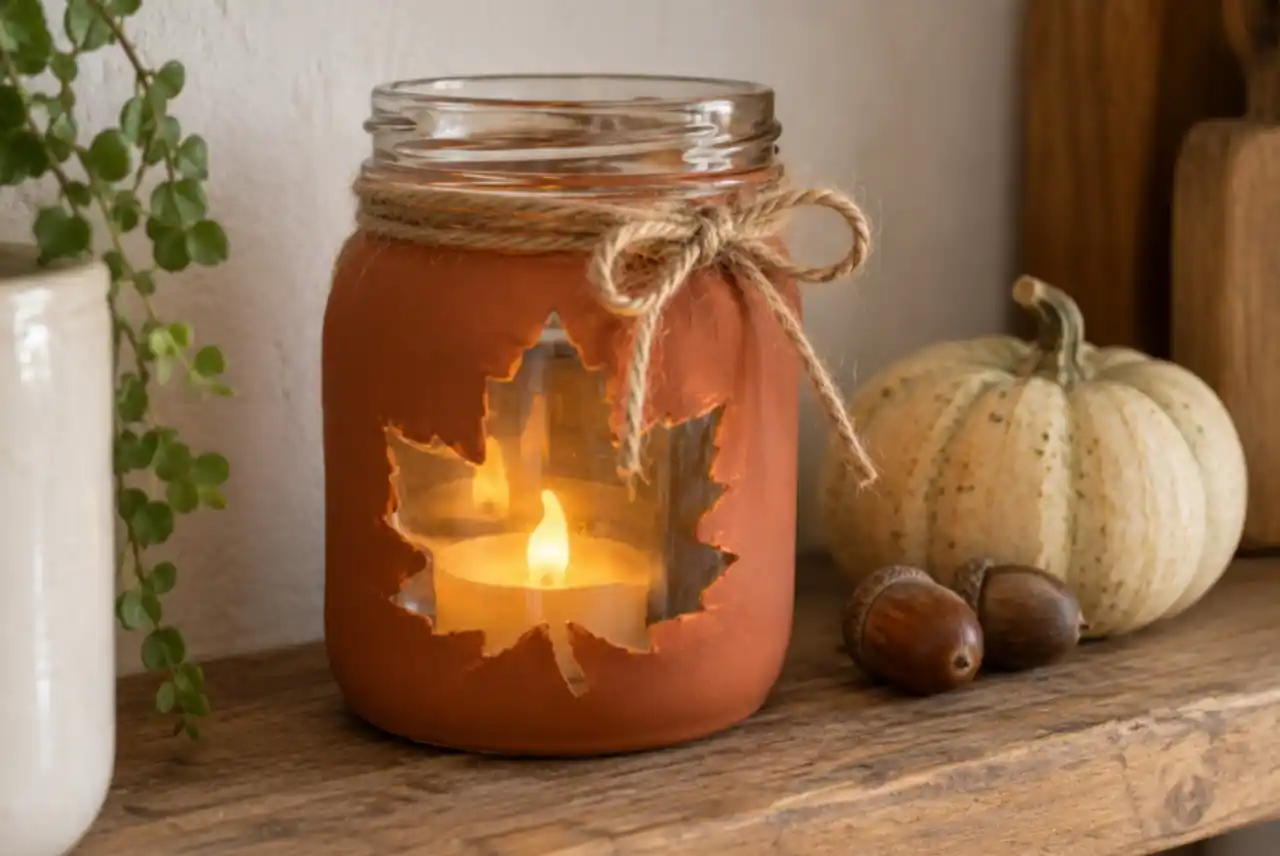 DIY Φθινοπωρινή Διακόσμηση με Κεριά σε Γυάλινα Βαζάκια