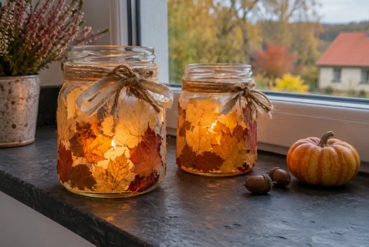 DIY Φθινοπωρινή Διακόσμηση με Κεριά σε Γυάλινα Βαζάκια