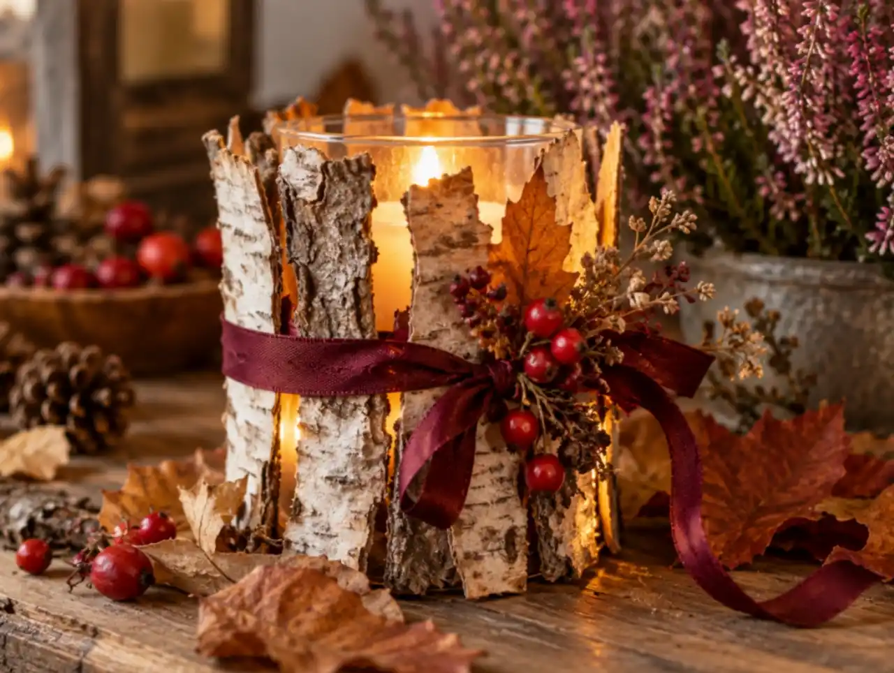 DIY Φθινοπωρινή Διακόσμηση με Κεριά σε Γυάλινα Βαζάκια