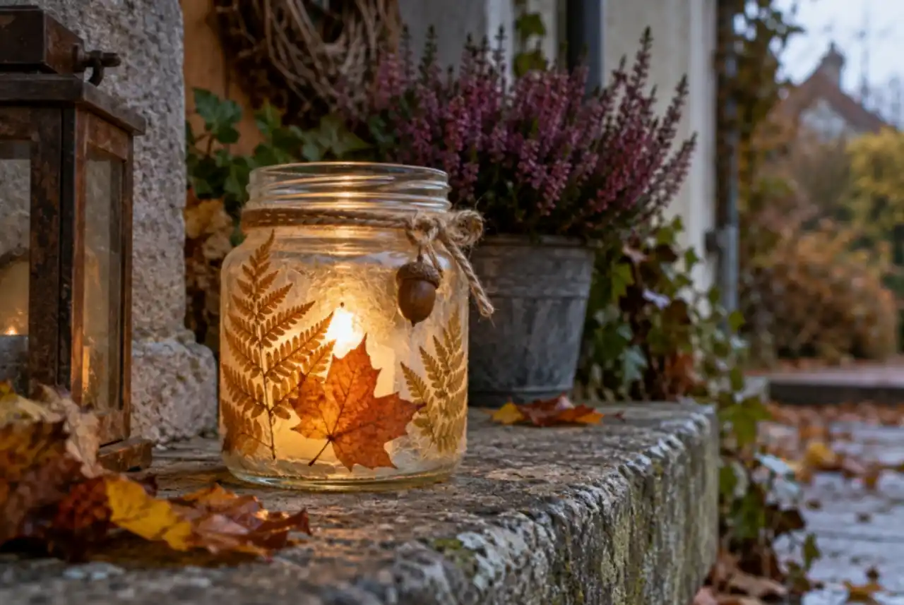DIY Φθινοπωρινή Διακόσμηση με Κεριά σε Γυάλινα Βαζάκια