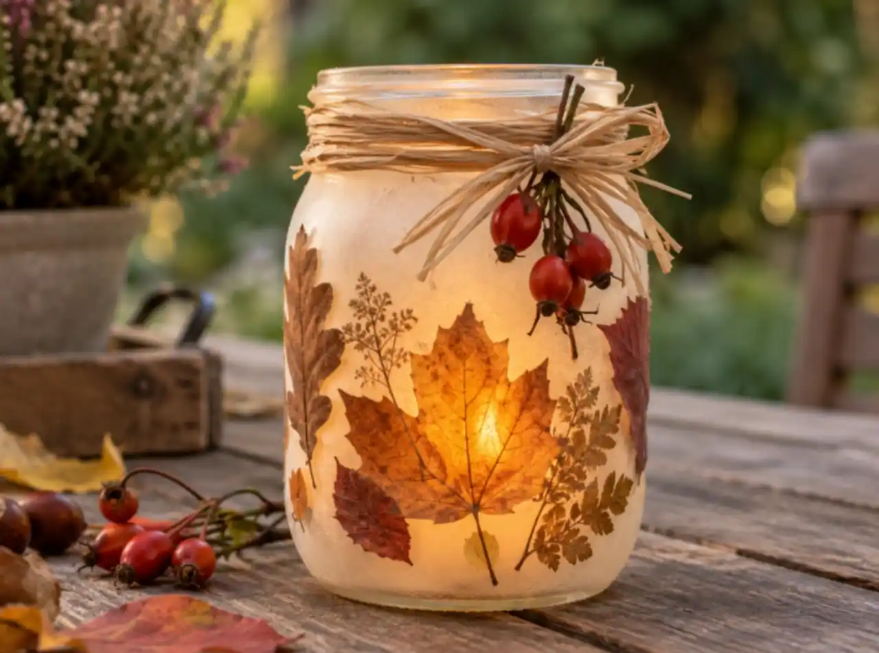 DIY Φθινοπωρινή Διακόσμηση με Κεριά σε Γυάλινα Βαζάκια