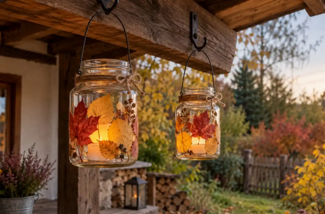 DIY Φθινοπωρινή Διακόσμηση με Κεριά σε Γυάλινα Βαζάκια