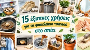 15 χρήσεις για χρησιμοποιημένα φακελάκια τσαγιού στο σπίτι