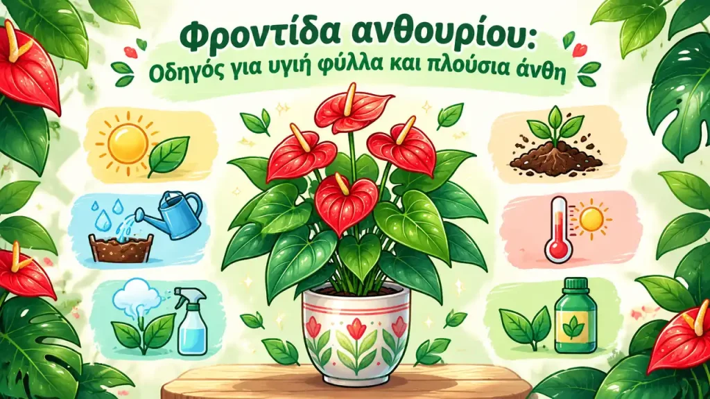 Φροντίδα ανθουρίου: Οδηγός για υγιή φύλλα και πλούσια άνθη