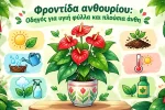 Φροντίδα ανθουρίου: Οδηγός για υγιή φύλλα και πλούσια άνθη