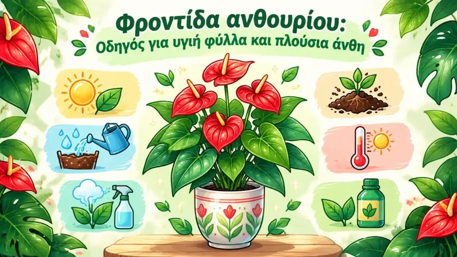 Φροντίδα ανθουρίου: Οδηγός για υγιή φύλλα και πλούσια άνθη