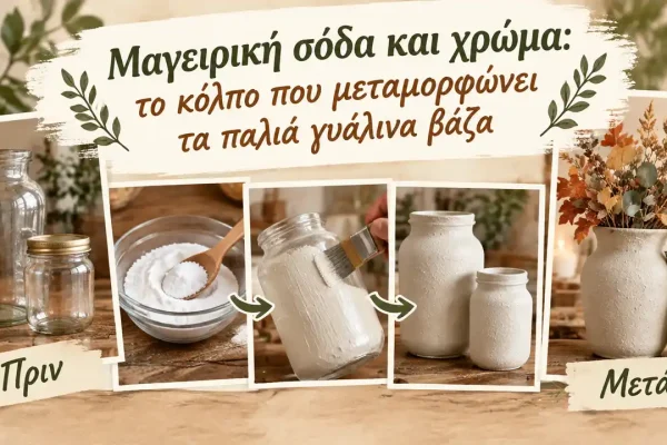 Μαγειρική σόδα και χρώμα: το κόλπο που μεταμορφώνει τα παλιά γυάλινα βάζα