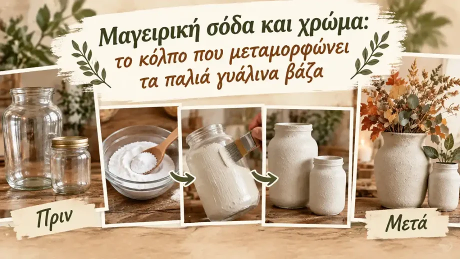 Μαγειρική σόδα και χρώμα: το κόλπο που μεταμορφώνει τα παλιά γυάλινα βάζα