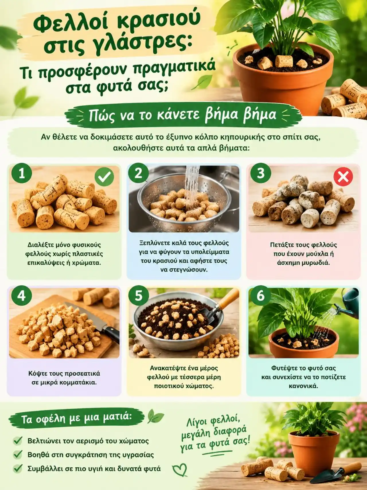 Φελλοί κρασιού στις γλάστρες: Τι προσφέρουν πραγματικά στα φυτά σας;
