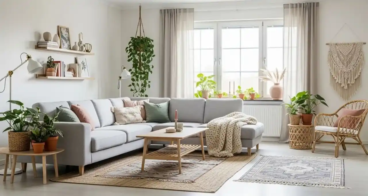 Πώς να συνδυάσετε το σκανδιναβικό και το boho στυλ για ένα ζεστό και κομψό σαλόνι